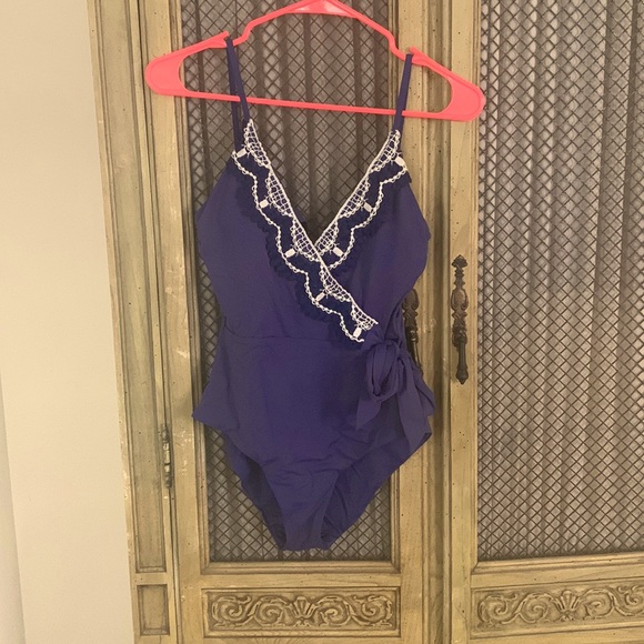 Becca Blue wrap bathing suit. - Picture 1 of 4
